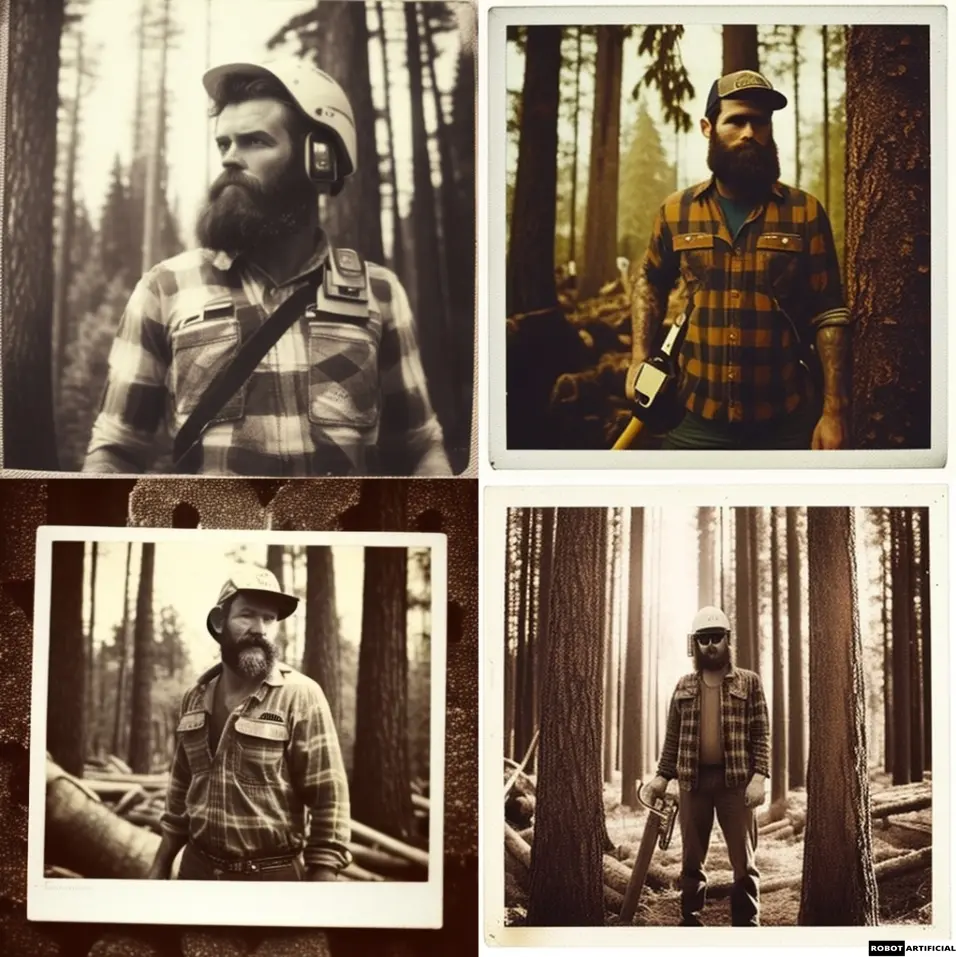 Midjourney realistic polaroid lumberjack