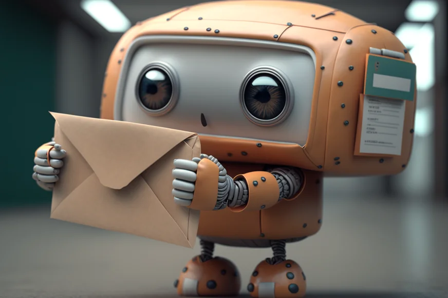 Robot holding envelope