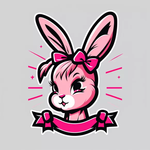 Cute bunny pink bow on head 1