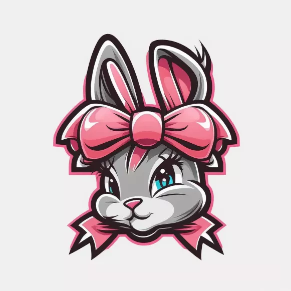 Cute bunny pink bow on head 2